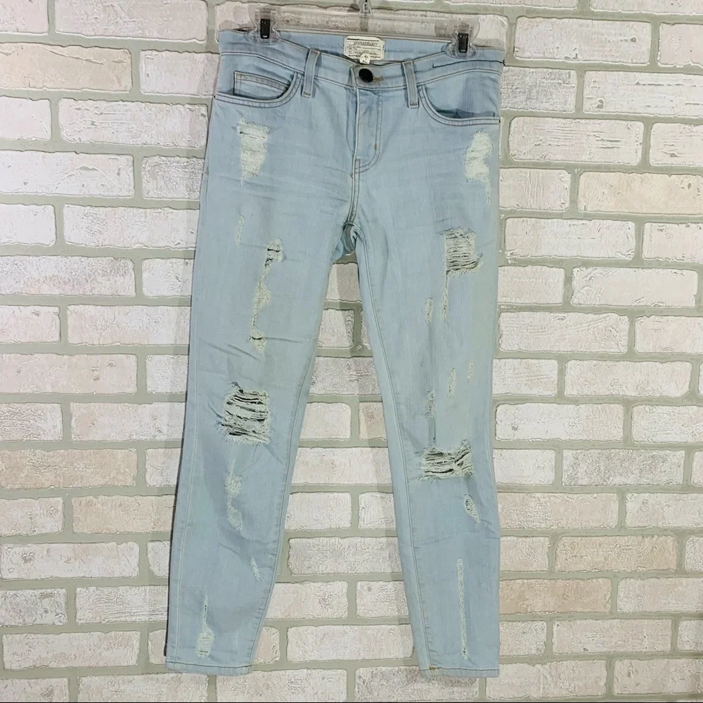 Current/Elliott The Stiletto Skinny Jeans in Chalky Indigo Shredded Size 27